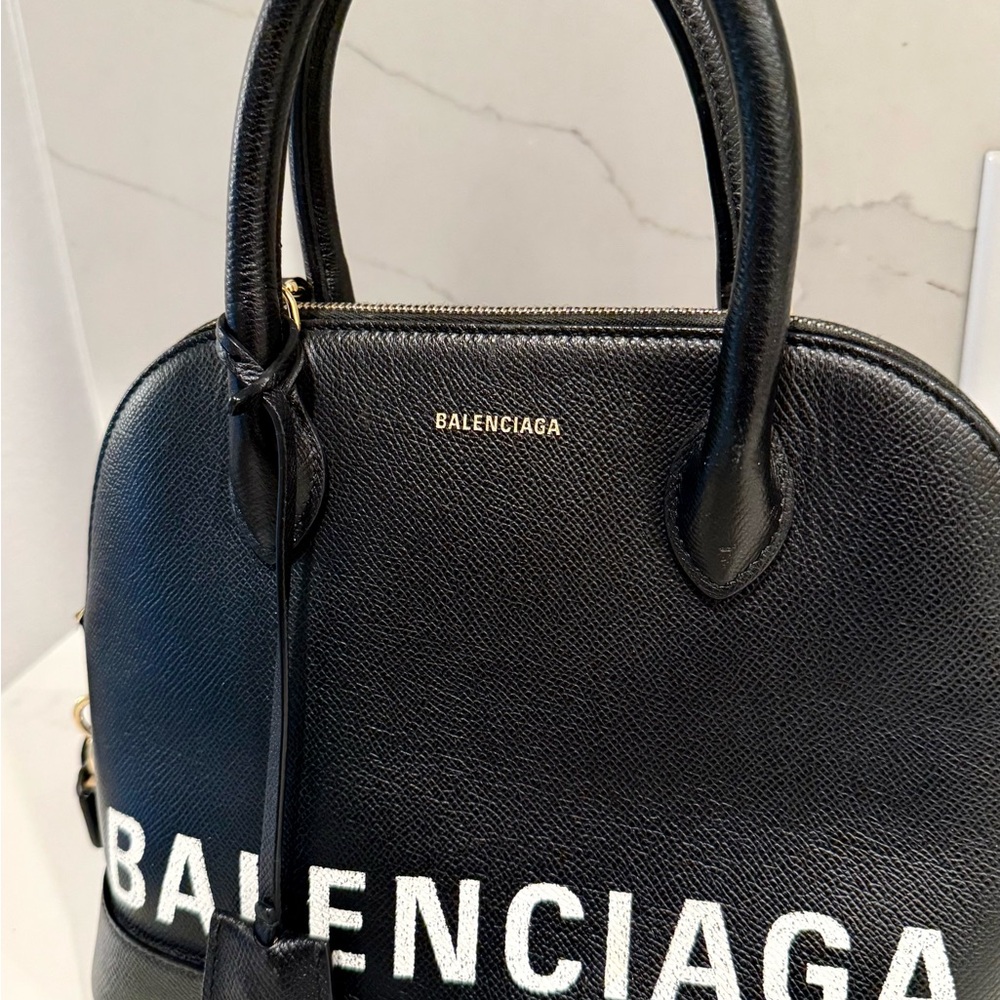 Authentic Balenciaga Black Satchel with White Logo